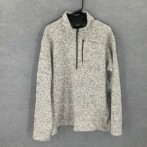 Eddie Bauer Mens‎ Gray Quarter Zip Mock Neck Pullover Sweater Sz L Outdoor